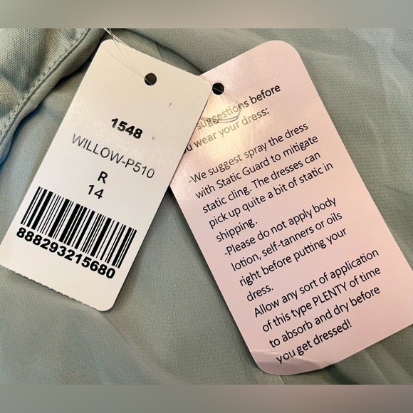 NWT Dessy Collection Tie-Back Cutout Maxi Dress w/ Front Slit, Willow Green, 14R - Picture 14 of 16